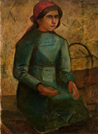 Tadeusz Makowski - Dziewczyna w zielonej sukni z koszykiem.webp