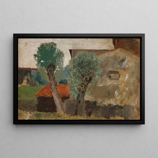 Tadeusz Makowski - Fragment of a house with two trees.webp