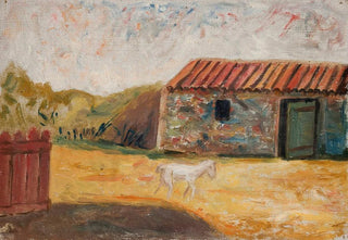 Tadeusz Makowski - Rural farmstead with a white foal.webp