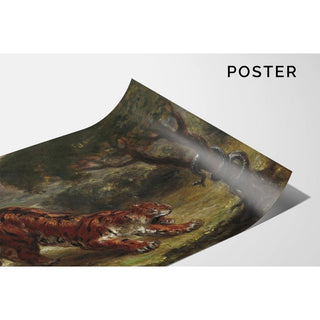 Tigre et serpent - Eugène Delacroix | Reproduction Tableau Décoration murale affiche copie