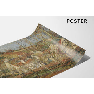 Toits rouges, coin de village, hiver - Camille Pissarro | Reproduction Tableau Décoration murale affiche copie