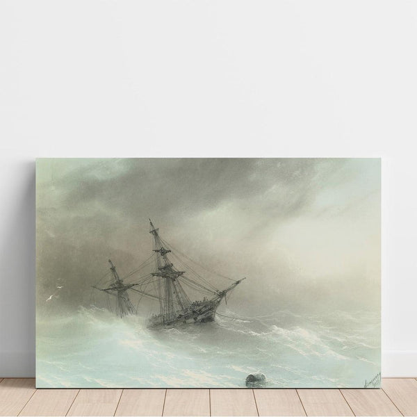Reproduction of the painting of a ship in rough seas - Ivan Konstantinovich Aivazovsky