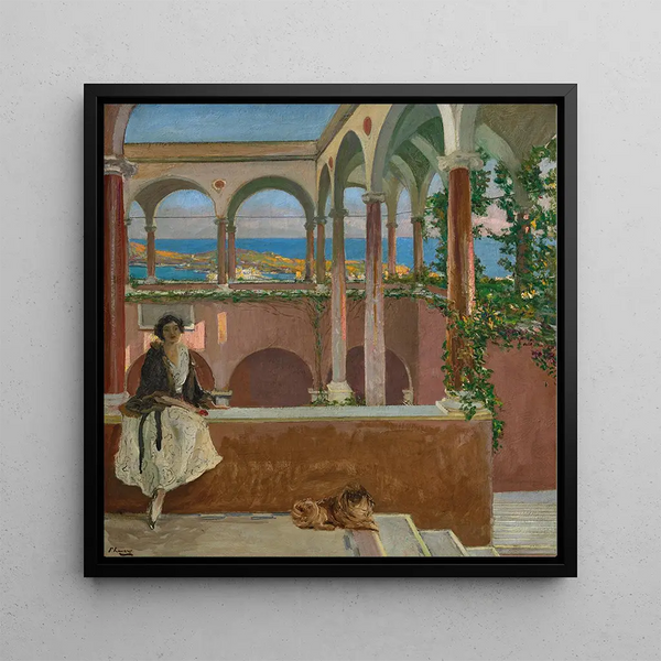 Una villa en la Riviera - Sir John Lavery — cuadro enmarcado en la pared