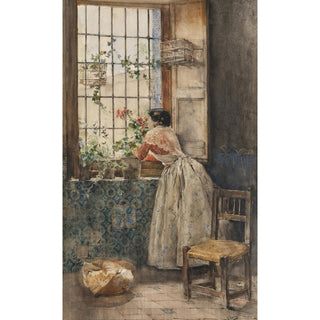 Valencienne à la grille - Joaquín Sorolla | Reproduction Tableau Décoration murale affiche copie