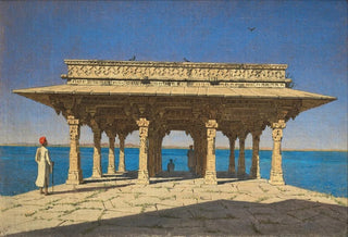 Vasily Vereshchagin - Evening on a Lake A Pavilion on the Marble Embankment in Rajnagar Udaipur principality.webp