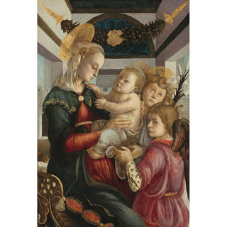Vierge à l'enfant avec des anges - Sandro Botticelli | Reproduction Tableau Décoration murale affiche copie