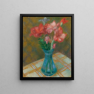 William James Glackens - Gladiolas In Green Glass Vase.webp