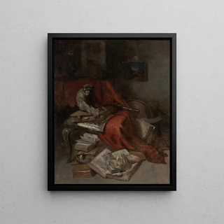 William Merritt Chase - Monkeying with Literature.webp