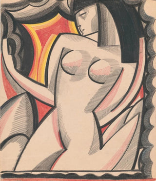 Winold Reiss - Graphic design of nude female Cubist composition drawing.webp
