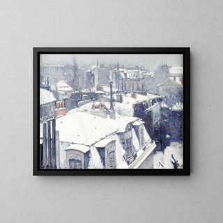 Vue de toits (Effet de neige) - Gustave Caillebotte | Reproduction Tableau Décoration murale affiche copie