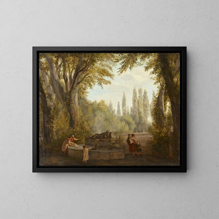 AbrahamLouisRodolphe Ducros - A park landscape with women and children beside a fountain.webp