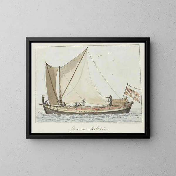 Speronare, ship originating from Malta - Abraham Louis Rodolphe Ducros — framed artwork on a wall
