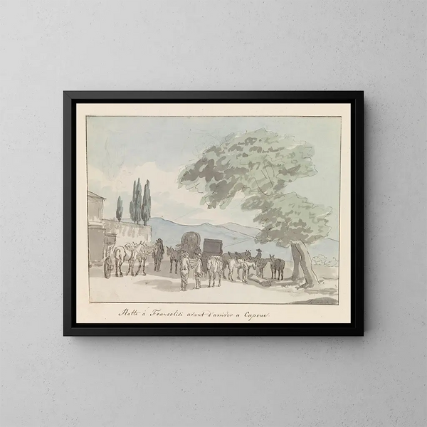 Stop at Francolisi before arriving at Capoue - Abraham Louis Rodolphe Ducros — framed artwork on a wall