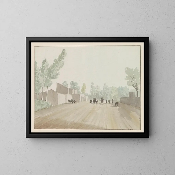 Escena callejera en la salida de Nápoles cerca de Cisterna - Abraham Louis Rodolphe Ducros — cuadro enmarcado en la pared