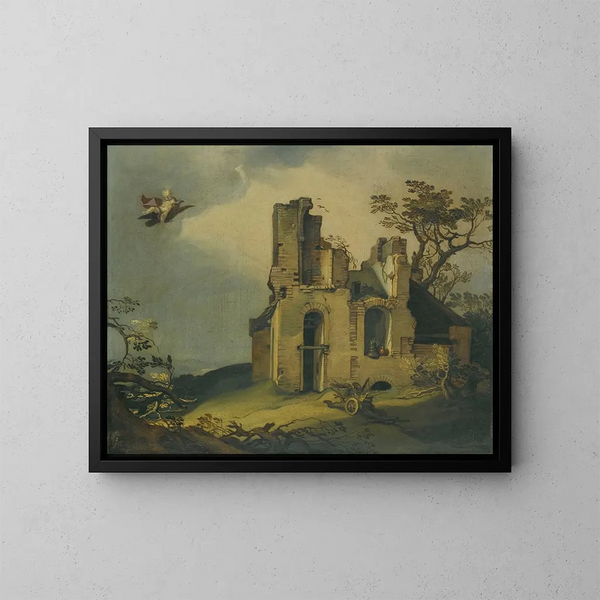 Un paisaje con ruinas y la violación de Ganimedes - Abraham Bloemaert — cuadro enmarcado en la pared