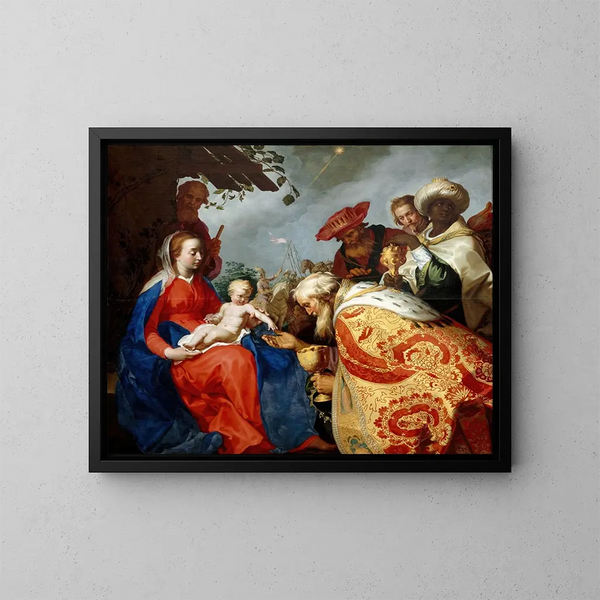 Adoración de los Reyes Magos - Abraham Bloemaert — cuadro enmarcado en la pared