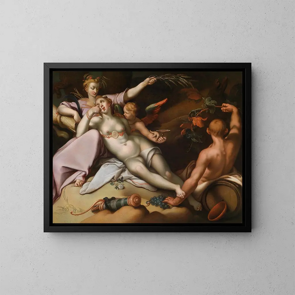 Sin Baco y la ceniza, Venus congelada - Abraham Bloemaert — cuadro enmarcado en la pared