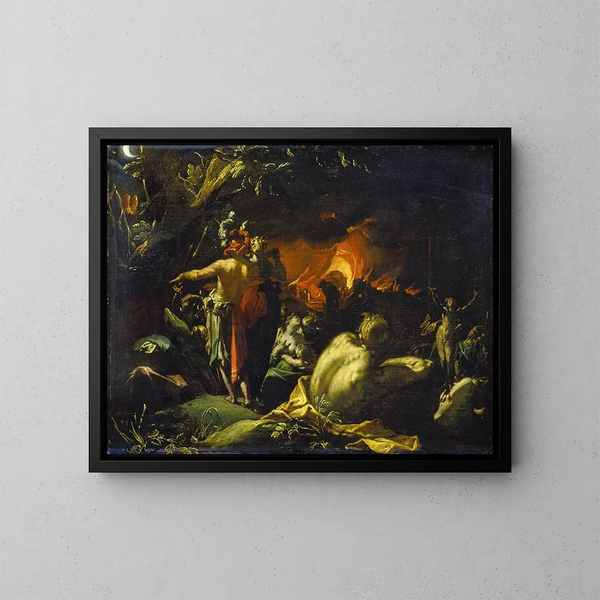 La destrucción de Troya - Abraham Bloemaert — cuadro enmarcado en la pared