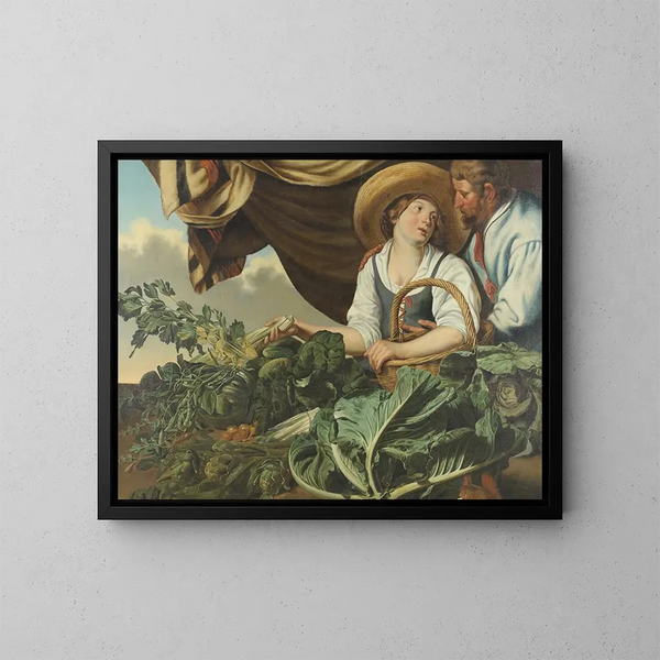 Vendedor de verduras - Abraham Bloemaert — cuadro enmarcado en la pared