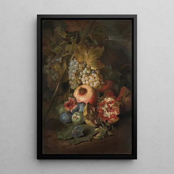 Abraham Brueghel - Bunches of Grapes Pomegranates and Figs in a Landscape.webp