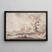Landscape painting with an old tree and characters - Abraham Genoels II — framed artwork on a wall