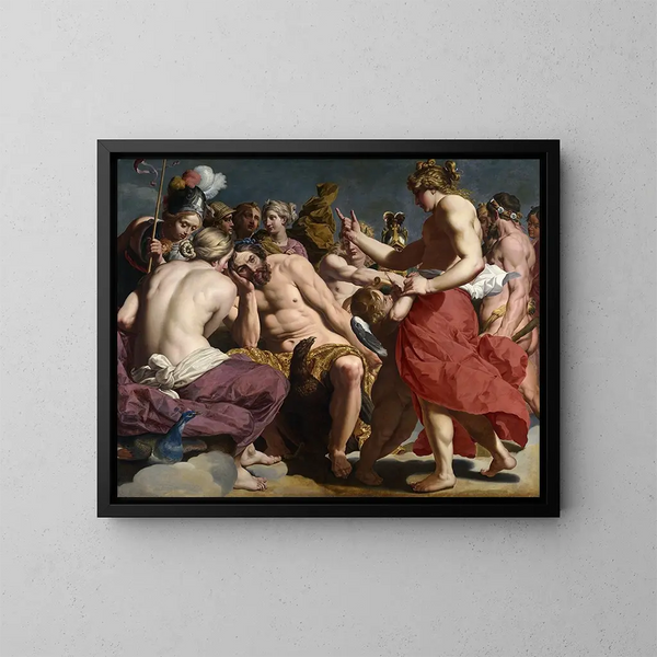 Venus reprende a Júpiter - Abraham Janssens — cuadro enmarcado en la pared