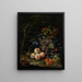 naturaleza muerta con frutas, follaje e insectos - Abraham Mignon — cuadro enmarcado en la pared
