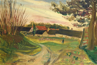 Abraham Mintchine - Promeneurs devant une ferme.webp