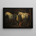 Interior of a Stable with Two Gray Piebald Horses - Abraham van Calraet — framed artwork on a wall