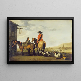 Abraham Van Calraet - Two Horsemen at a Tavern Netherlands.webp