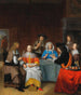 Un interior con una elegante compañía jugando a las cartas - Abraham van Dijck — vista de la obra