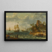 Ships moored off a rocky coast with fishermen unloading their catch - Abraham Willaerts — framed artwork on a wall