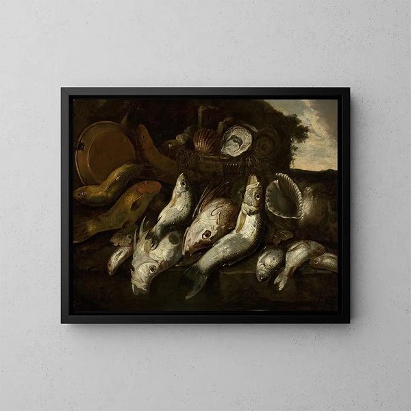 Pez - Abraham van Beijeren — cuadro enmarcado en la pared