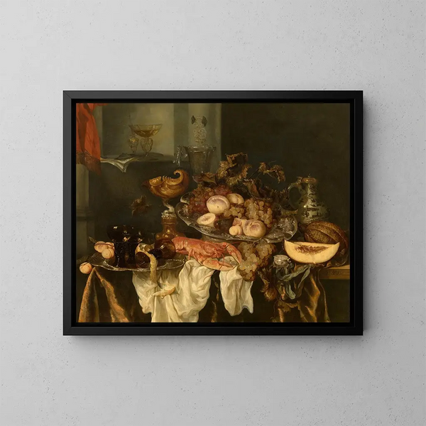 Naturaleza muerta - Abraham van Beijeren — cuadro enmarcado en la pared