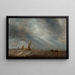 Diverse paintings of sailboats and a boat with fishermen on choppy waters under a stormy sky - Abraham van Beijeren — framed artwork on a wall