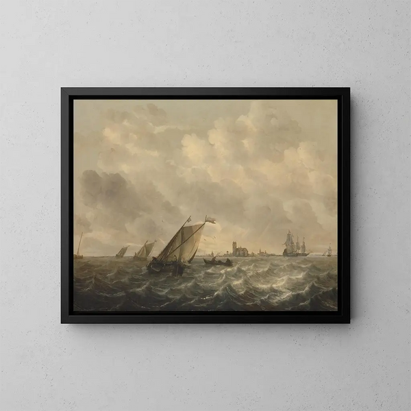 Vista del río - Abraham van Beyeren — cuadro enmarcado en la pared