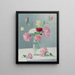 Florero de rosas - Achille Laugé — cuadro enmarcado en la pared