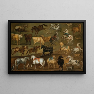 Adam Frans van der Meulen - Studies of horses cows and dogs.webp