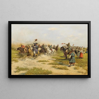 Adam Kazimierz Ciemniewski - Riders Arriving at a Village.webp