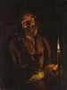 Viejo hombre sosteniendo una vela y un vaso - Adam de Coster — vista de la obra