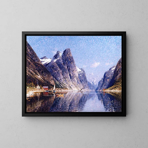 Un paisaje de fiordo noruego - Adelsteen Normann — cuadro enmarcado en la pared
