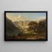 a mountain lake with shepherds - Adolf Chwala — framed artwork on a wall