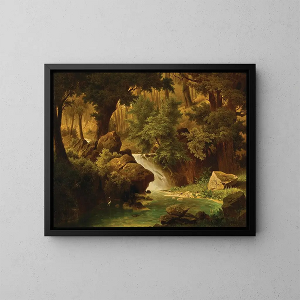 Un paisaje rocoso con un río - Adolf Chwala — cuadro enmarcado en la pared