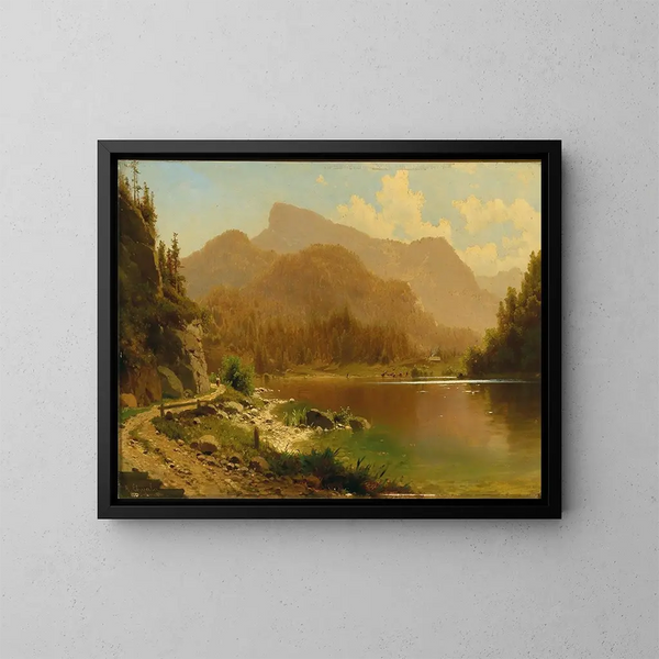 El Krottensee con vista al Schafberg - Adolf Chwala — cuadro enmarcado en la pared