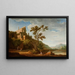 Landscape Painting with Castle Ruins - Adolf Fryderyk Harper — framed artwork on a wall