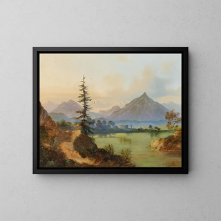 Adolf Heinrich Lier - Lake In A Mountain Landscape.webp