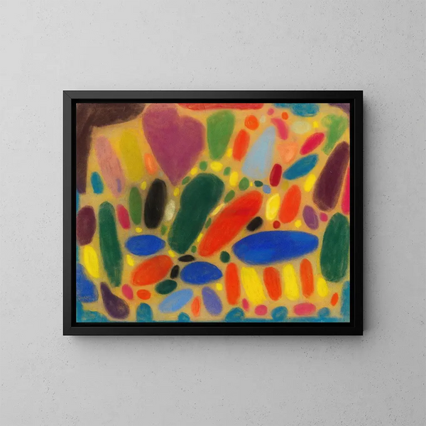 Composición colorida con formas redondas y ovaladas - Adolf Hölzel — cuadro enmarcado en la pared