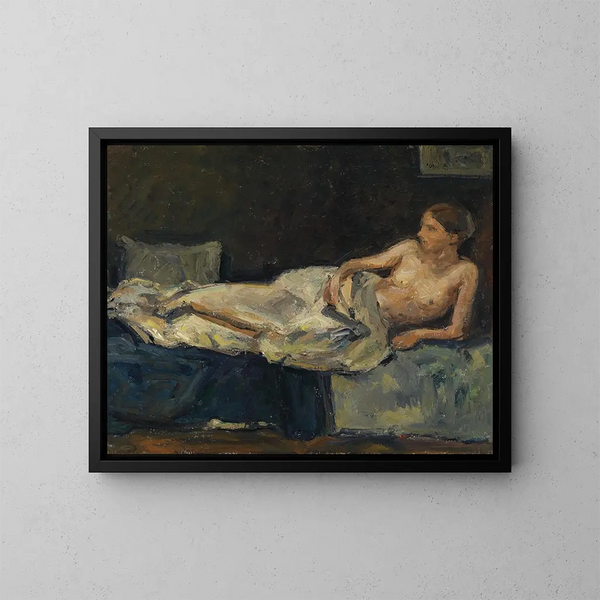 Nu acostado - Adolf Hölzel — cuadro enmarcado en la pared
