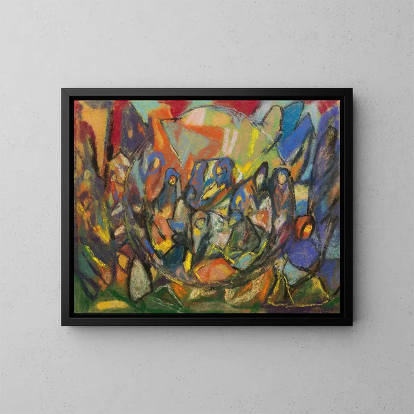 Composición de figuras sin título - Adolf Hölzel — cuadro enmarcado en la pared