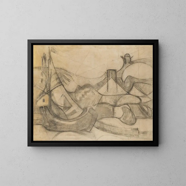 Bateaux a vela frente a Knokke - Adolf Hölzel — cuadro enmarcado en la pared